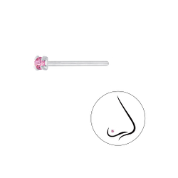 Wholesale 1.5mm Round Cubic Zirconia Sterling Silver Nose Stud - JD3300