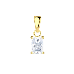 Wholesale 4x6mm Baguette Cubic Zirconia Sterling Silver Pendant - JD22234