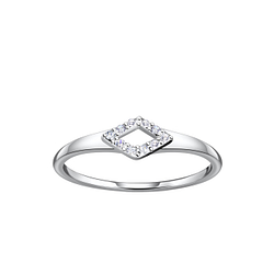 Wholesale Sterling Silver Diamond Shaped Ring - JD21436 Wholesale Sterling Silver Diamond Shaped Ring - JD21436