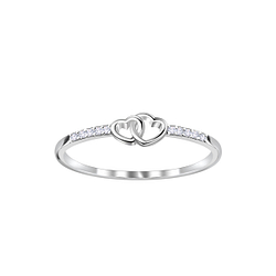 Wholesale Sterling Silver Double Heart Ring - JD23378