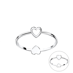 Wholesale Sterling Silver Double Sided Heart Ring - JD22836