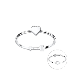 Wholesale Sterling Silver Double Sided Heart and Arrow Ring - JD22837