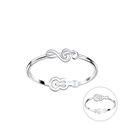 Wholesale Sterling Silver Double Sided Music Lover Ring - JD22838
