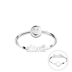 Wholesale Sterling Silver Double Sided Smiley Face Ring - JD22828 Wholesale Sterling Silver Double Sided Smiley Face Ring - JD22828