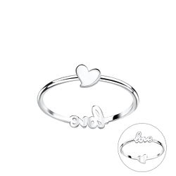 Wholesale Sterling Silver Double Sided Heart and Love Ring - JD22840