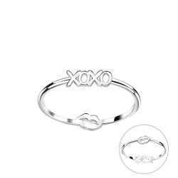 Wholesale Sterling Silver Double Sided XOXO Ring - JD22831
