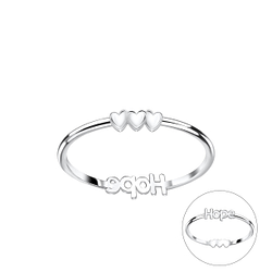 Wholesale Sterling Silver Double Sided Hope and Heart Ring - JD22829