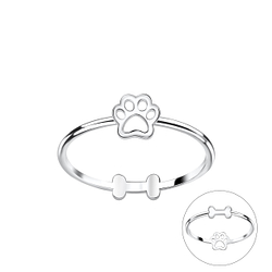 Wholesale Sterling Silver Double Sided Dog Lover Ring - JD22833