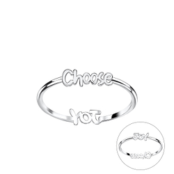 Wholesale Sterling Silver Double Sided Choose and Joy Ring - JD22835