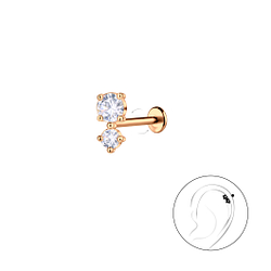 Wholesale Sterling Silver Double Stones with Titanium Labret - JD23070