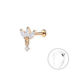 Wholesale Sterling Silver Flower with Titanium Labret - JD23108