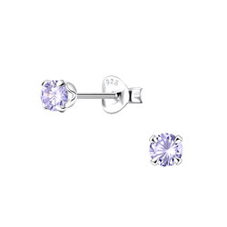 Wholesale 3mm Round Cubic Zirconia Sterling Silver Ear Studs - JD14984