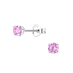 Wholesale 3mm Round Cubic Zirconia Sterling Silver Ear Studs - JD14984