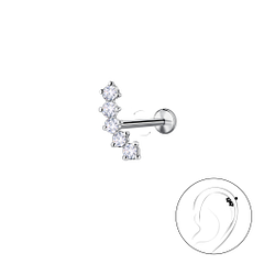 Wholesale Sterling Silver Geometric with Titanium Labret - JD23995