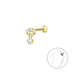 Wholesale Sterling Silver Geometric with Hanging Stone with Titanium Labret - JD23972