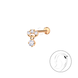 Wholesale Sterling Silver Geometric with Hanging Stone with Titanium Labret - JD23973