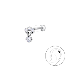 Wholesale Sterling Silver Geometric with Hanging Stone with Titanium Labret - JD23971