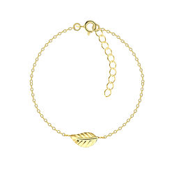 Wholesale Sterling Silver Leaf Bracelet - JD21855
