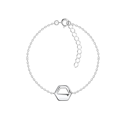 Wholesale Sterling Silver Hexagon Bracelet - JD23859