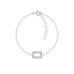 Wholesale Sterling Silver Rectangle Outline Bracelet - JD23876