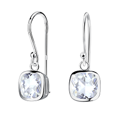 Wholesale 6mm Cushion Cubic Zirconia Sterling Silver Earrings - JD23956