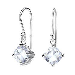 Wholesale 6mm Cushion Cubic Zirconia Sterling Silver Earrings - JD23954