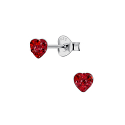 Wholesale Sterling Silver Heart Crystal Ear Studs - JD23953