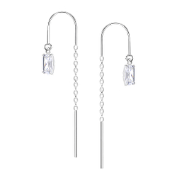 Wholesale 3x5mm Baguette Cubic Zirconia Sterling Silver Thread Through Earrings - JD24009 Wholesale 3x5mm Baguette Cubic Zirconia Sterling Silver Thread Through Earrings - JD24009