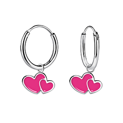 Wholesale Sterling Silver Heart Charm Ear Hoops - JD9884
