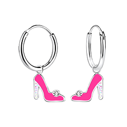 Wholesale Sterling Silver High Heels Charm Ear Hoops - JD22256