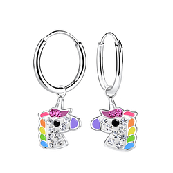 Wholesale Sterling Silver Unicorn Charm Ear Hoops - JD22964