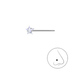 Wholesale 3mm Star Cubic Zirconia Sterling Silver Nose Stud - JD23961