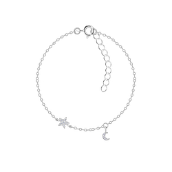 Wholesale Sterling Silver Star and Moon Bracelet - JD22612 Wholesale Sterling Silver Star and Moon Bracelet - JD22612