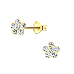 Wholesale Sterling Silver Crystal Flower Ear Studs - JD23106