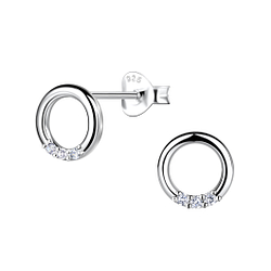 Wholesale Sterling Silver Circle Ear Studs - JD24076 Wholesale Sterling Silver Circle Ear Studs - JD24076