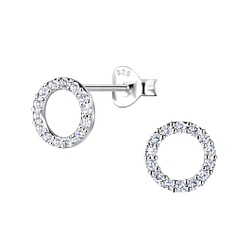 Wholesale Sterling Silver Circle Ear Studs - JD24078 Wholesale Sterling Silver Circle Ear Studs - JD24078