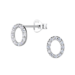 Wholesale Sterling Silver Oval Ear Studs - JD24080 Wholesale Sterling Silver Oval Ear Studs - JD24080