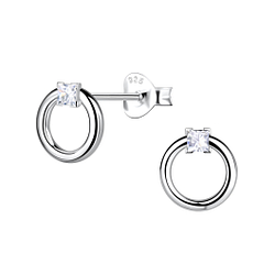 Wholesale Sterling Silver Circle Ear Studs - JD24082 Wholesale Sterling Silver Circle Ear Studs - JD24082
