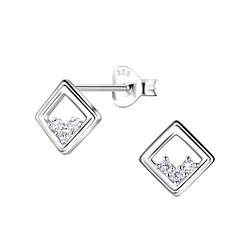Wholesale Sterling Silver Square Ear Studs - JD24091