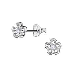 Wholesale Sterling Silver Flower Ear Studs - JD24063