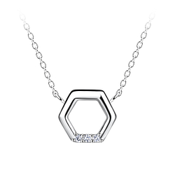 Wholesale Sterling Silver Hexagon Necklace - JD24175