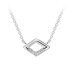 Wholesale Sterling Silver Diamond Shaped Necklace - JD24180