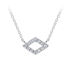 Wholesale Sterling Silver Diamond Shaped Necklace - JD24181