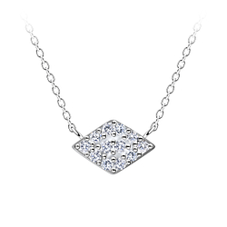 Wholesale Sterling Silver Diamond Shaped Necklace - JD24182