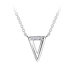 Wholesale Sterling Silver Triangle Necklace - JD24185