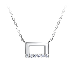 Wholesale Sterling Silver Rectangle Necklace - JD24190