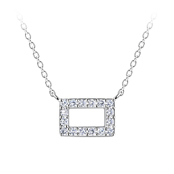 Wholesale Sterling Silver Rectangle Necklace - JD24191
