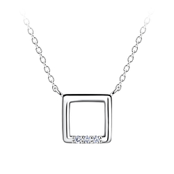 Wholesale Sterling Silver Square Necklace - JD24195