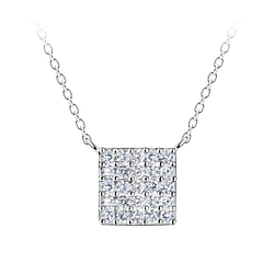 Wholesale Sterling Silver Square Necklace - JD24197