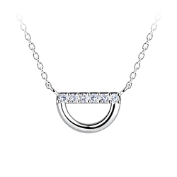 Wholesale Sterling Silver Semi Circle Necklace - JD24147 Wholesale Sterling Silver Semi Circle Necklace - JD24147